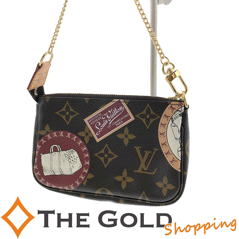 Louis Vuitton Pochette Accessoires Monogram Canvas Pouch Chain Brown